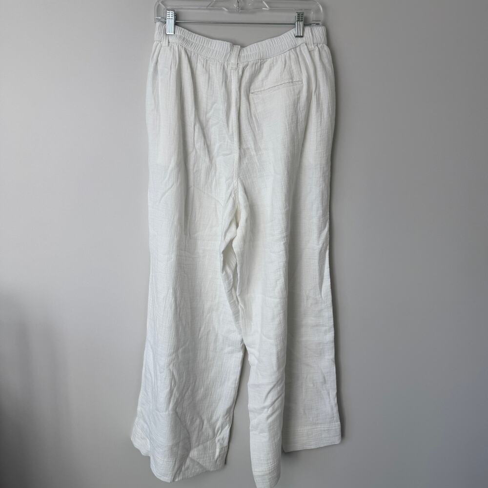 Aerie Women's White Daybreak Trouser Wide Leg Cotton Large NEW - Picture 8 of 12